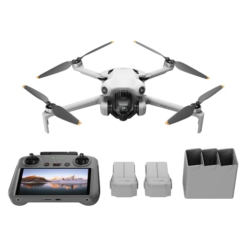 DJI Mini 4 Pro Fly More Combo mit DJI RC 2 Fernsteuerung (Bildschirmfernsteuerung), faltbare Mini-Drohne mit 4K-Kamera, unter 249g, 34 Minuten Flugzeit, 2 zusätzliche Akkus, Klasse-C0