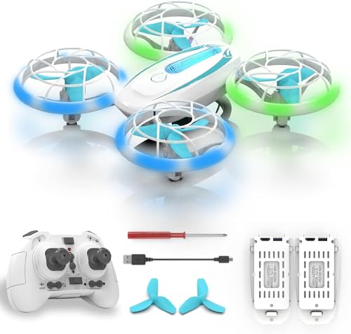 Wipkviey T18 Mini Drohne für Kinder, RC-Quadcopter mit blauen und grünen Lichtern und 360°-Drehung, RC-Drohnen mit Höhenhaltung und Headless-Modus für Jungen Mädchen Anfänger, 2 Akkus