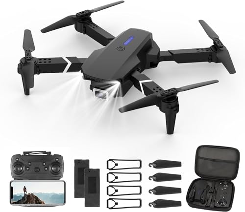 Drohne mit Kamera HD 4K,RC Faltbare FPV WiFi Live Übertragung Drohne für Kinder Anfänger,2 Akku Lange Flugzeit,Headless Modus,Flugbahnflug,Hindernisvermeidung,One Key Start/Landen,Headless Modus PP