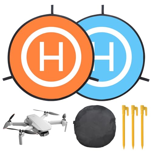 Drone Landing Pad, 55CM/22'' Drohnen Landeplatz, Wasserdichte Faltbare Landung Pads, Drohnen-Landeplatz-Zubehör mit Heringen, für DJI Mavic 2 Pro/Zoom/Mavic Pro/Mavic Air 2/Spark/FIMI X8SE/Mavic Mini