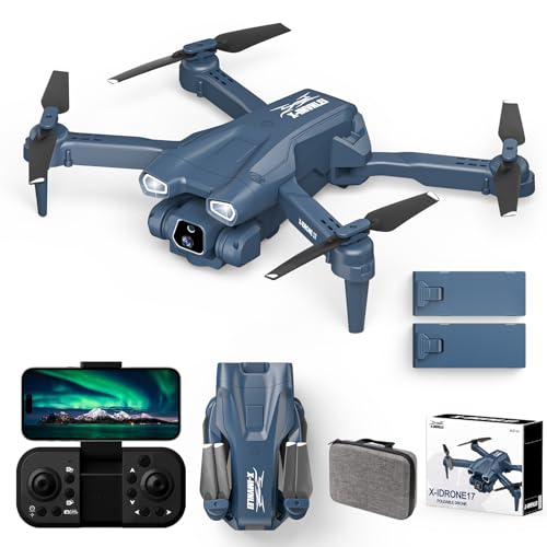 Drohne mit Dual Kamera 1080P,135°Elektrische AIdrone RC Quadcopter APP FPV Drone für Kinder,Faltbare 1080P WiFi Übertragung Drohnen mit 2 Akku und 2Cameras,3D Flip,One Key Start/Landen,Headless Modus
