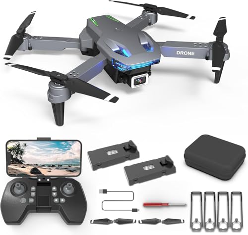 Wipkviey T28 Drohne mit Kamera für Anfänger, Faltbare-Quadcopter für Erwachsene, FPV RC-Drohnen mit 3D-Flips/Höhenhaltung/Gesten-Selfie/Wegpunktflug, Geschenke für Kinder Jungen/Mädchen, 2 Batterien