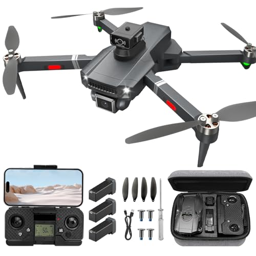 HYTOBP S179 Drohne mit kamera 1080P für Anfänger/Erwachsene, 3 Akkus, RC FPV Quadcopter 2 Kameras, C0, bürstenloser Motor, 5G WiFi Kinderdrohne, Ein-Tasten-Start/Landung, 3D Flip, LCD-Bildschirm