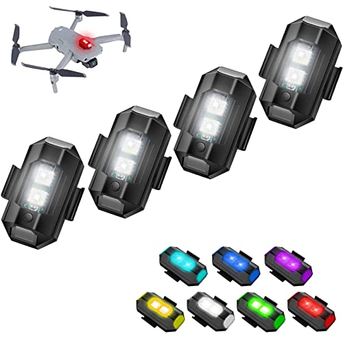 4 Stück Strobe Drone Light 7 Farben Led Aircraft Strobe Lights USB-Aufladung Mini-Drohnen-Blitzlichter Strobe Drone Light LED für Drohne Licht Blitzlicht