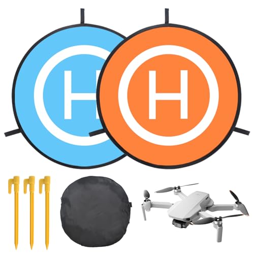 Drone Landing Pad, 55CM/22'' Drohnen Landeplatz, Wasserdichte Faltbare Landung Pads, Drohnen-Landeplatz-Zubehör mit Heringen, für DJI Mavic 2 Pro/Zoom/Mavic Pro/Mavic Air 2/Spark/FIMI X8SE/Mavic Mini