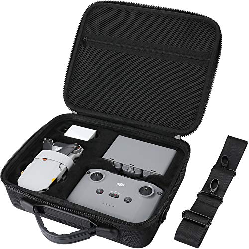 ProCase Hart Eva Tasche Schutzhülle für DJI Mini 2 / DJI Mini 2 Fly More Combo Drohne und Zubehör, Stoßfest Tragetasche Carrying Case mit Schultergurt -Schwarz