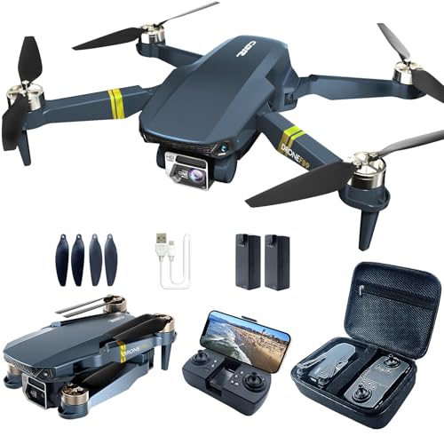 Bürstenlos Super Ausdauer Faltbare Quadcopter Drohne für Anfänger– 40+ Minuten Flugzeit, Wi-Fi FPV Drohne mit 120°Weitwinkel 2K HD Kamera, Bürstenloser Motor, Follow Me, Duale Kameras (2 Batterien)